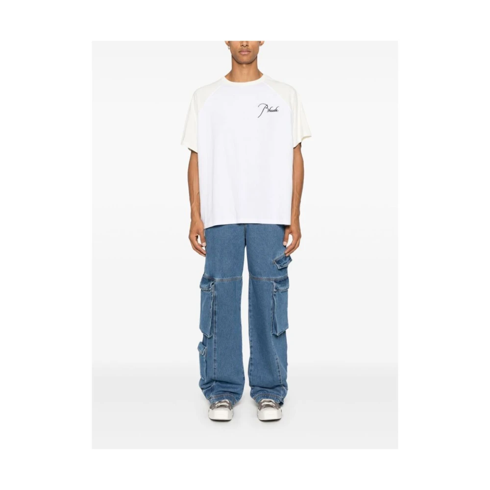 Rhude Witte Katoenen Jersey Crew Neck T-shirt White Heren
