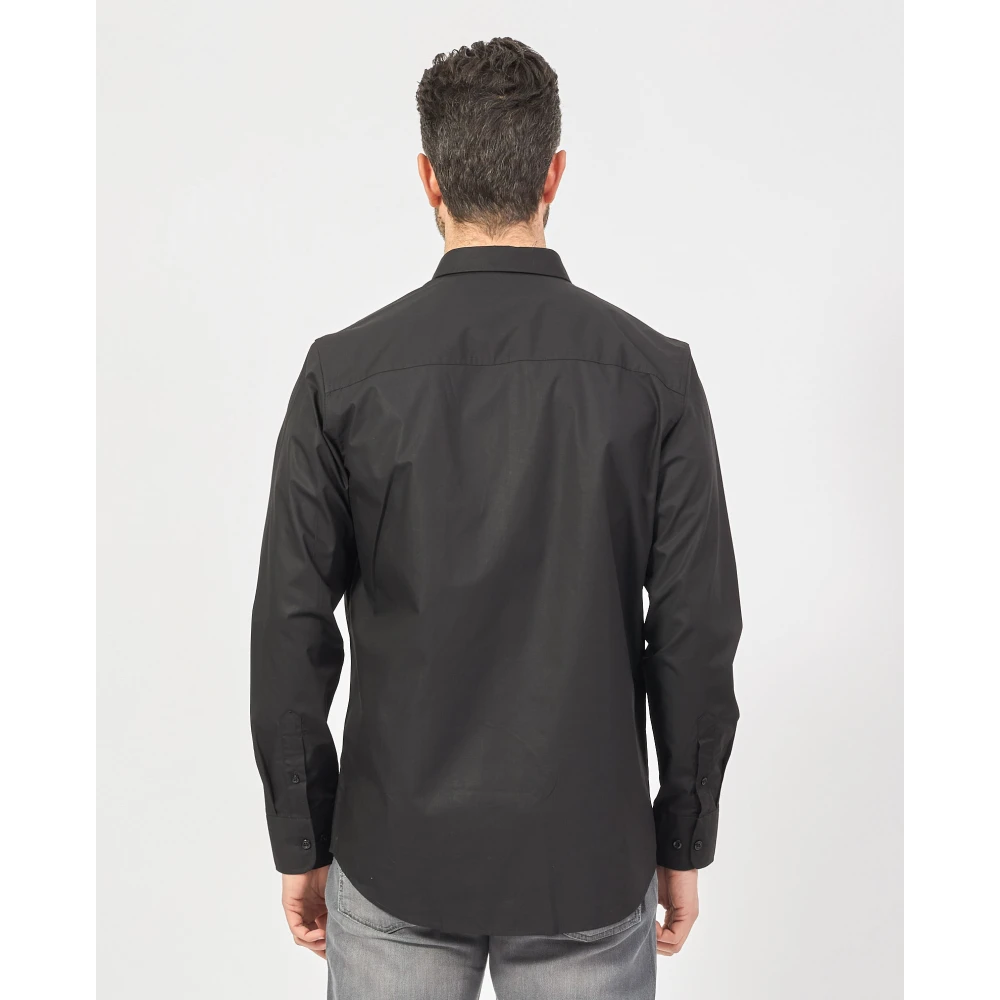 Richmond Zwarte shirt met logo knoopsluiting Black Heren