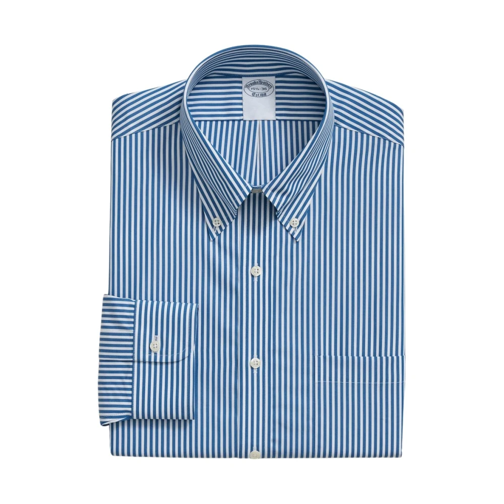 Brooks Brothers Men's Blue Formal Shirts, 2XL, Regular Fit Cotton Shirt With Button Down Collar