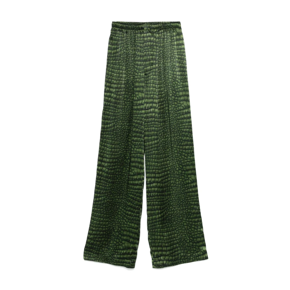Balenciaga Groene Elastische Taille Rechte Pijp Broek Green Dames