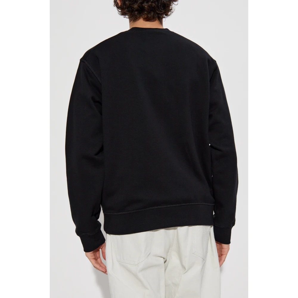 Dsquared2 Sweatshirt met fluweelafwerking logo Black Heren