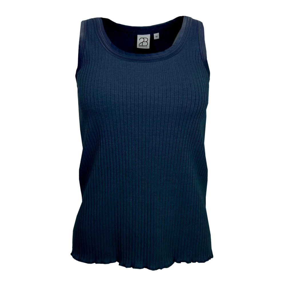 2-Biz Eenvoudige Navy Top Blue Dames