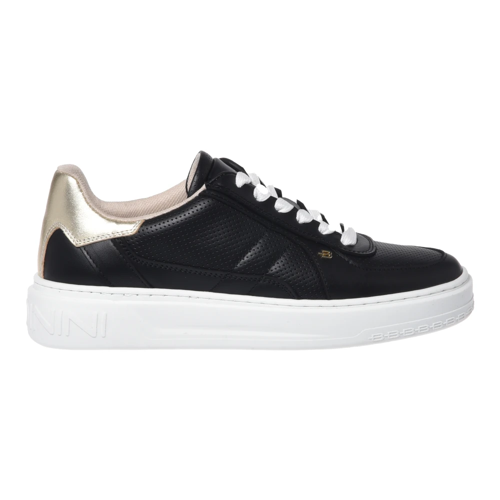 Baldinini Women's Black Sneakers, 8 Uk, Perforated Leather Sneaker