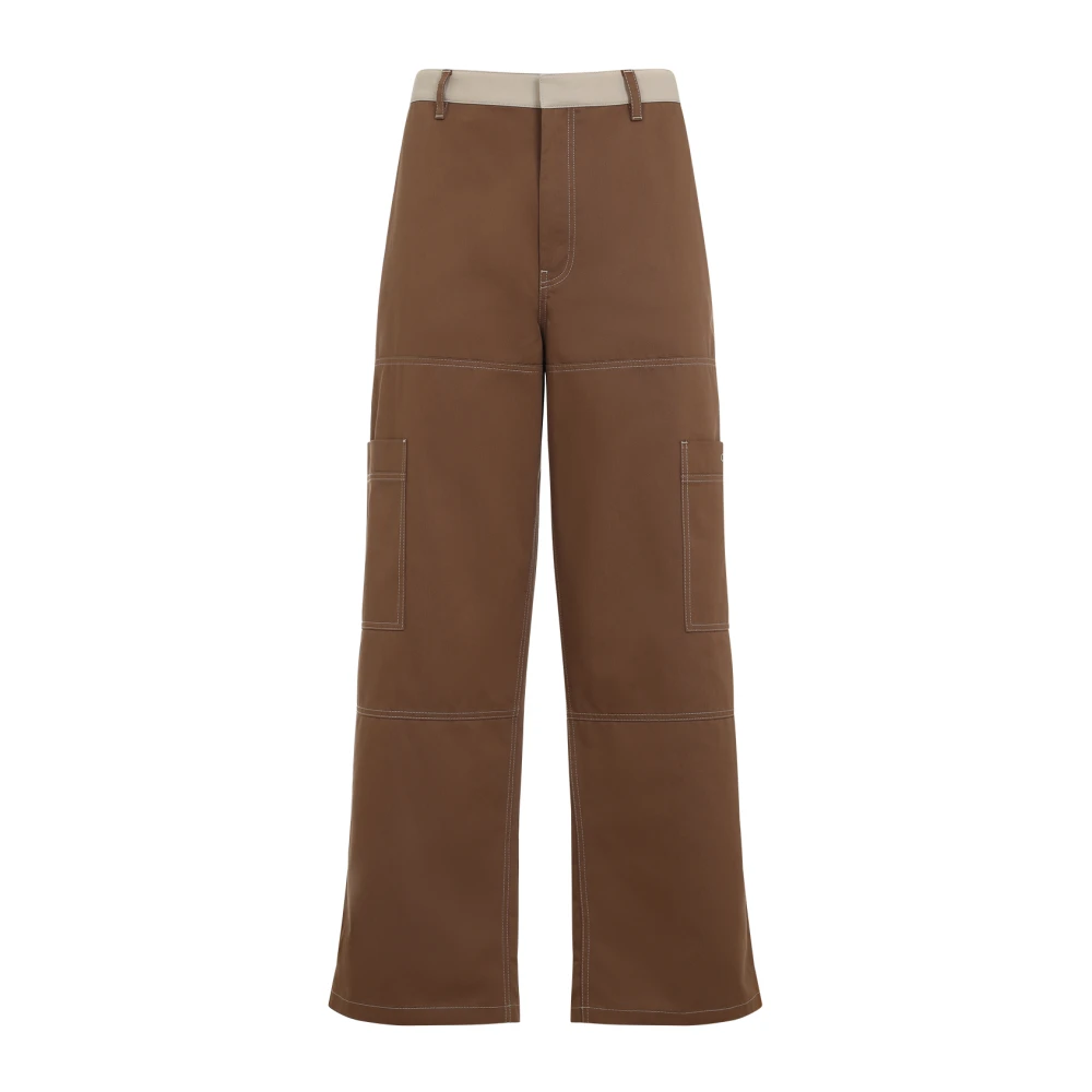 Off White Bruine Katoenen Broek Stijlvol Brown Heren