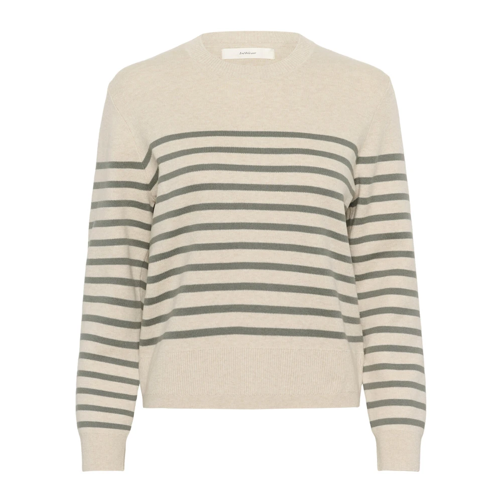 InWear Gestreepte Katoenen Trui Beige Dames