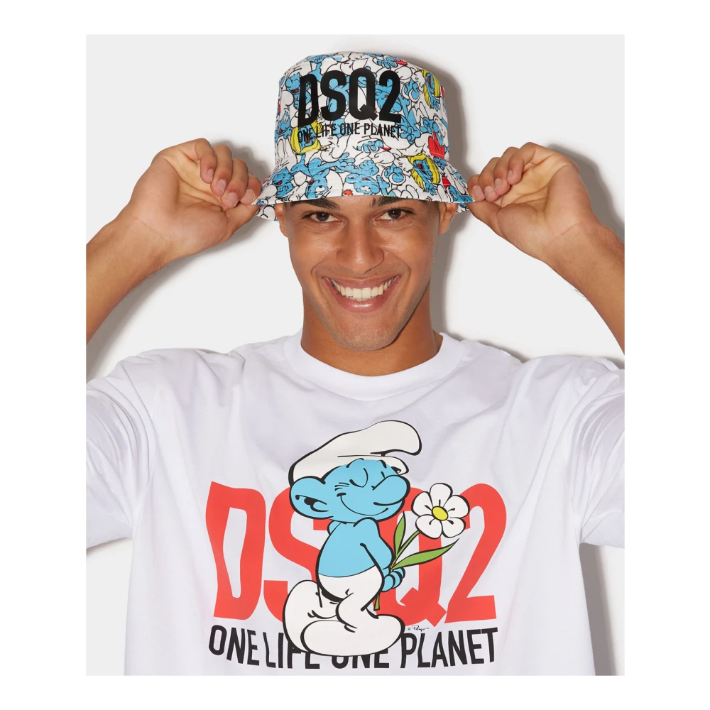 Dsquared2 Multicolor Smurfen Logo Bucket Hat Multicolor Heren