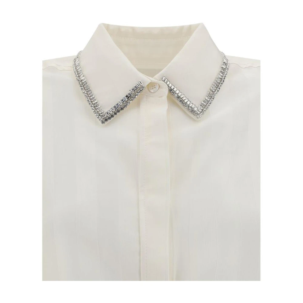 Golden Goose Gestreepte Strass Satijnen Shirt Beige Dames