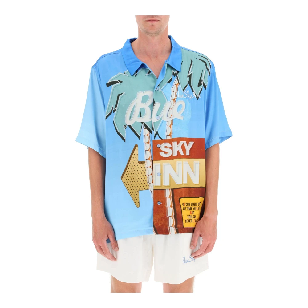 Blue Sky Inn Grafiskt Tryck Satin Bowling Skjorta Multicolor, Herr