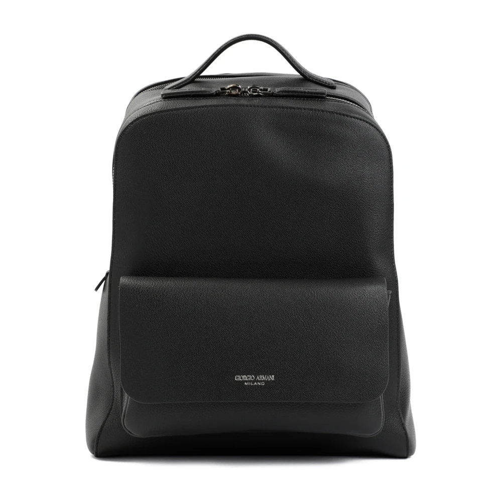 Giorgio Armani Men's Black Round Leather Backpack