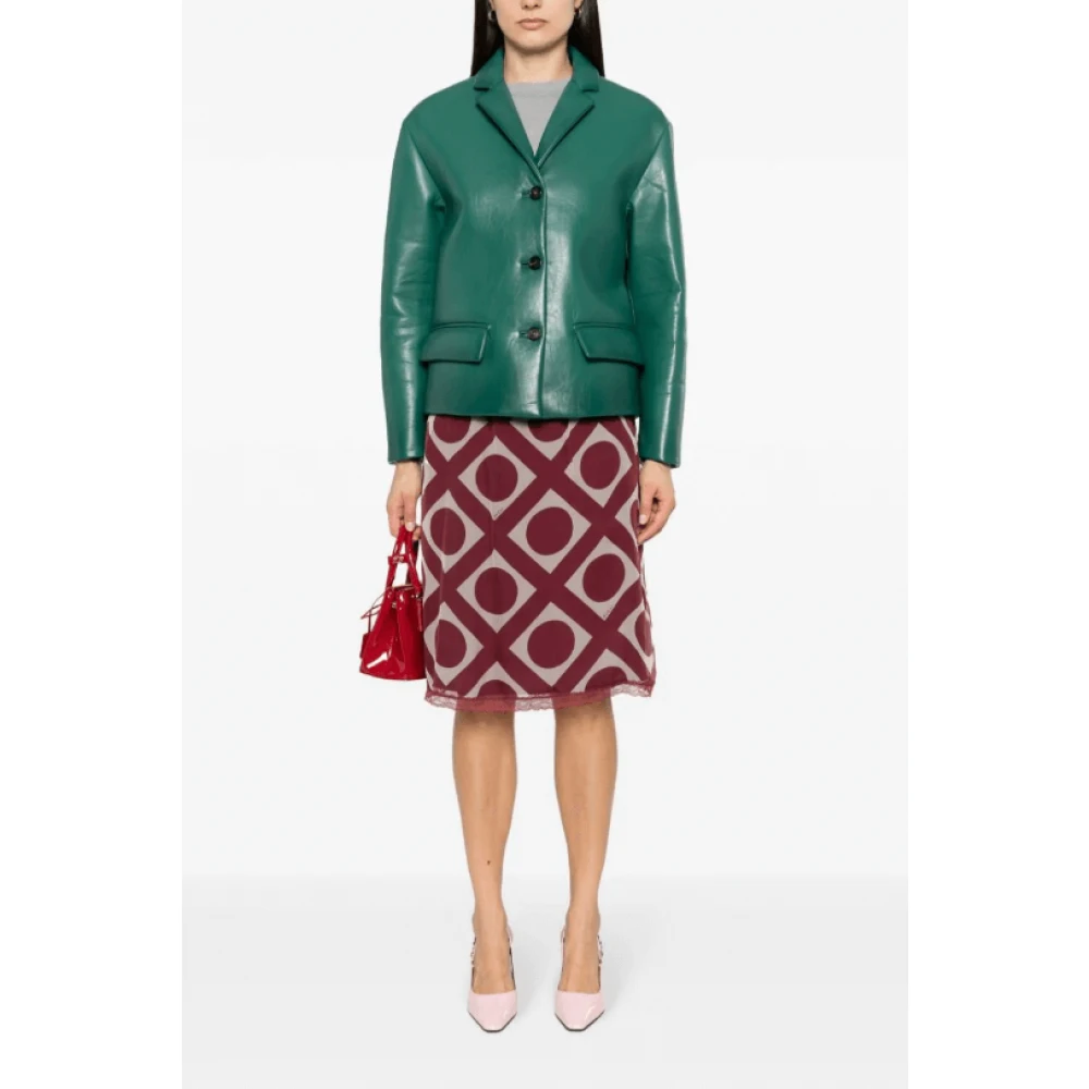 Gucci Geometric Print Midi Rok met Kant Red Dames
