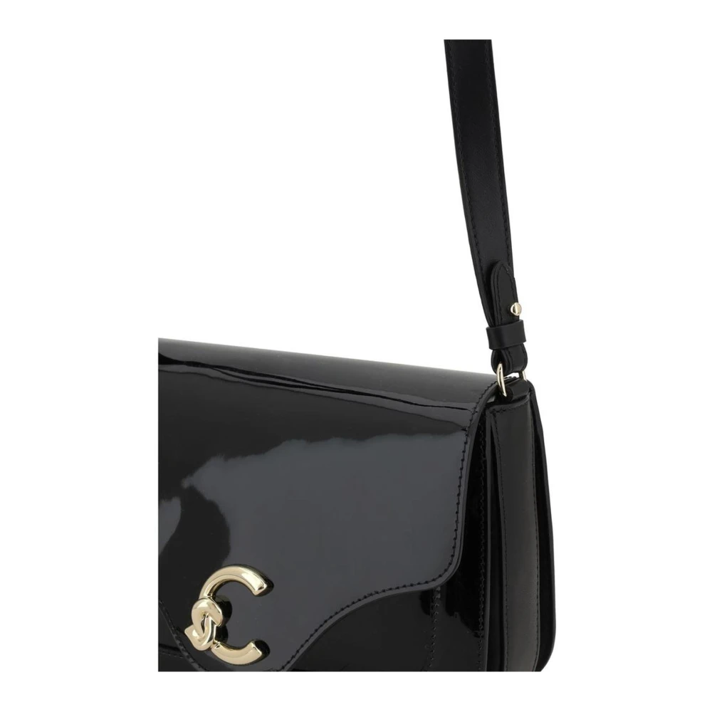 Coccinelle Schoudertas van lakleer met magnetische klep Black Dames
