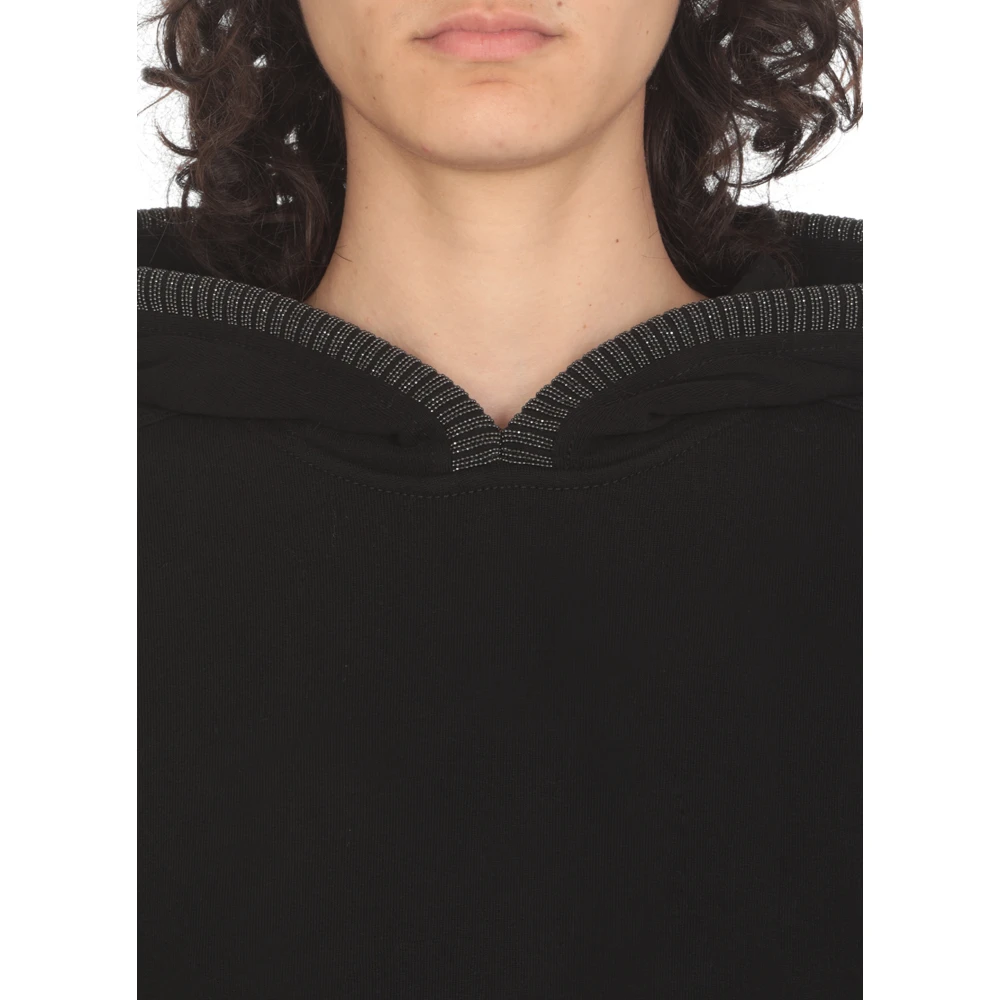 BRUNELLO CUCINELLI Zwarte Katoenen Hoodie met Messing Details Black Dames