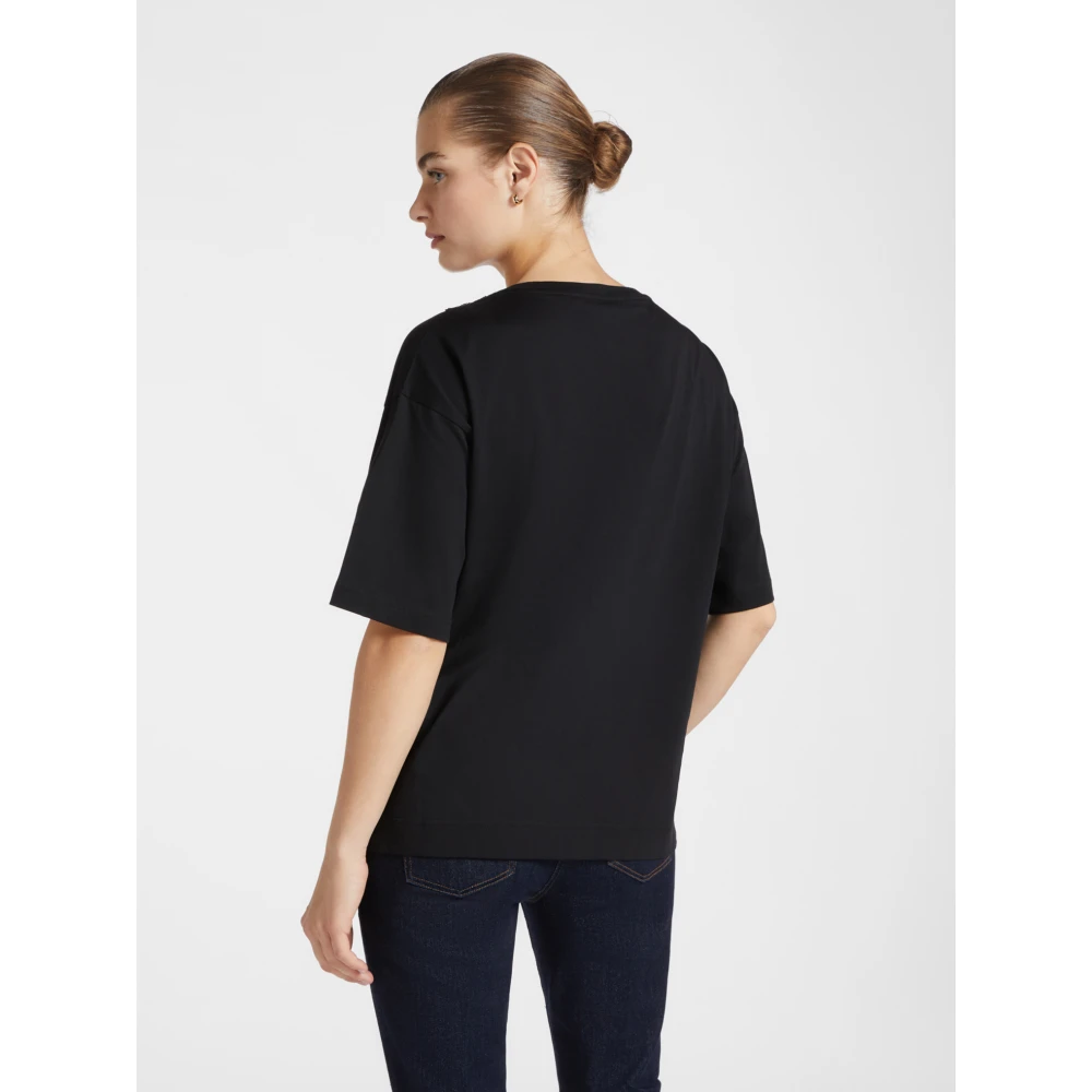 Elena Mirò T-shirt met geborduurde halslijn Black Dames