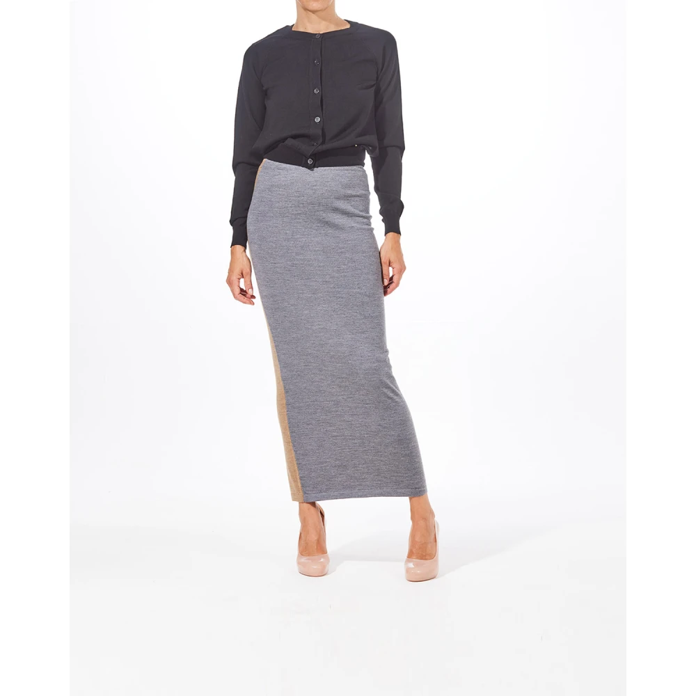 Moschino Merino Wol Lange Rok Grijs Gray Dames