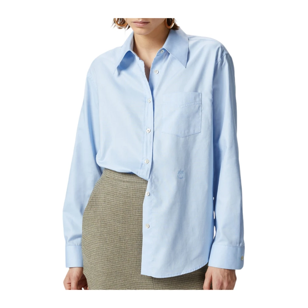 pinko Blauw Oxford Overhemd Panoramisch Uitzicht Blue Dames