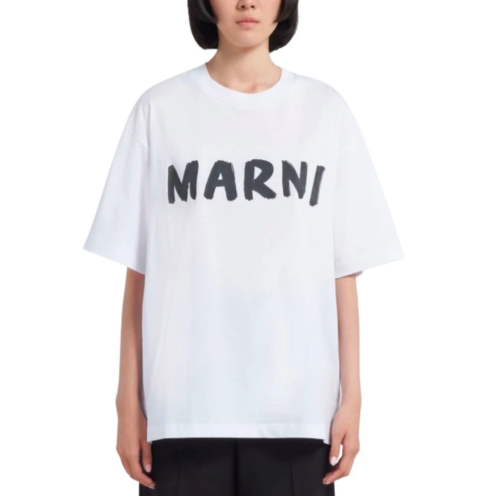 Marni Wit Logo T-shirt White Dames