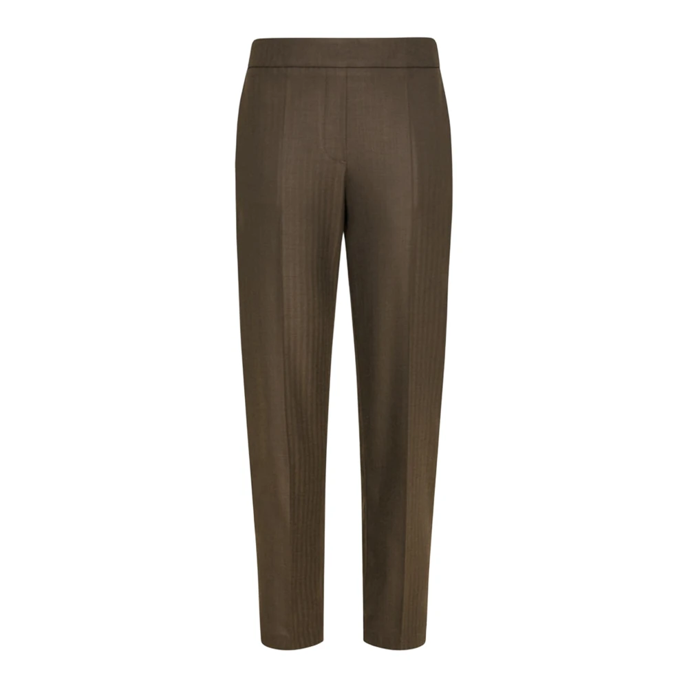 Momoni Chevron Viscose en Wol Cigarette Broek Brown Dames