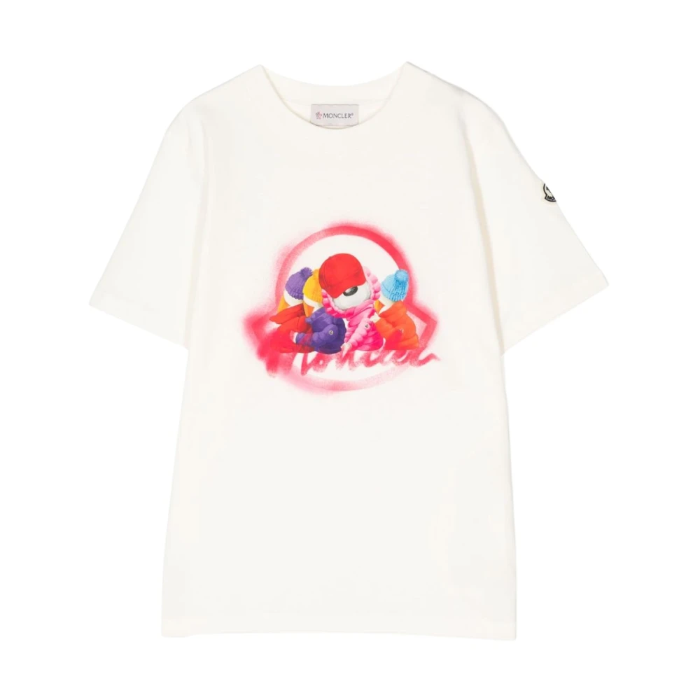 Moncler White Kids Short Sleeve T-Shirts, Unisex, 6 Y, Logo Cotton Jersey T-Shirt