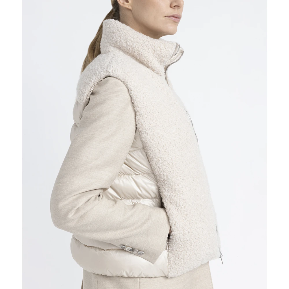 PESERICO Dons bodywarmer in zuivere wol en alpaca blend bouclé stof Beige Dames