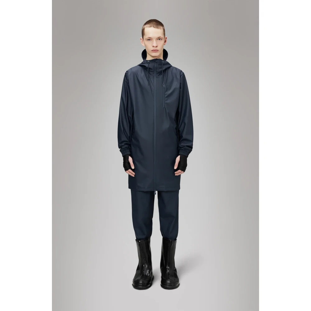 Rains Lange Storm Breaker Navy Waterdichte Jas Blue Heren