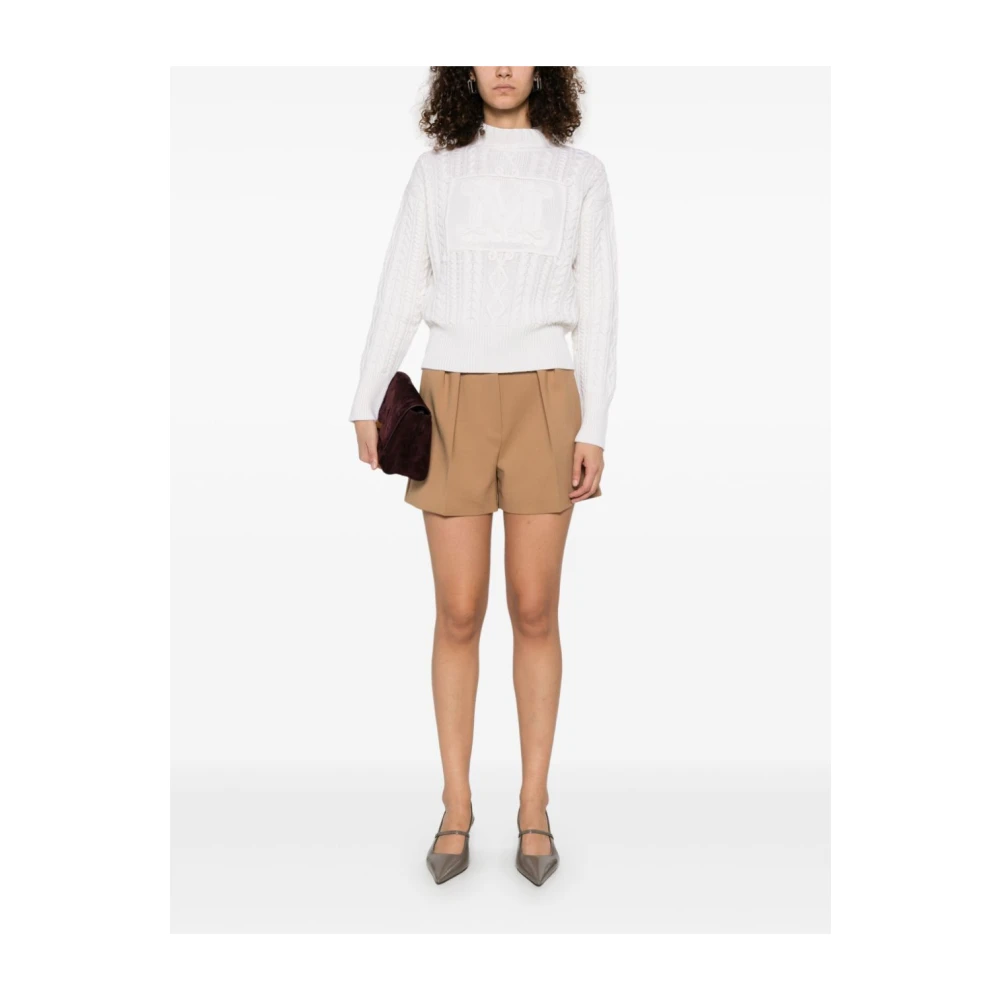 Max Mara Witte Intarsia-Gebreide Logotrui White Dames
