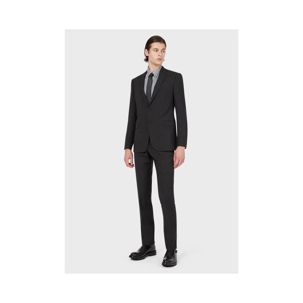 Emporio Armani Tasmania Wollen Pak Jas Black Heren