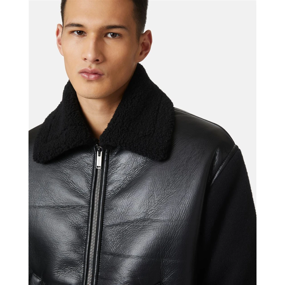 Iceberg Jas van eco-schapenvacht en brei Black Heren