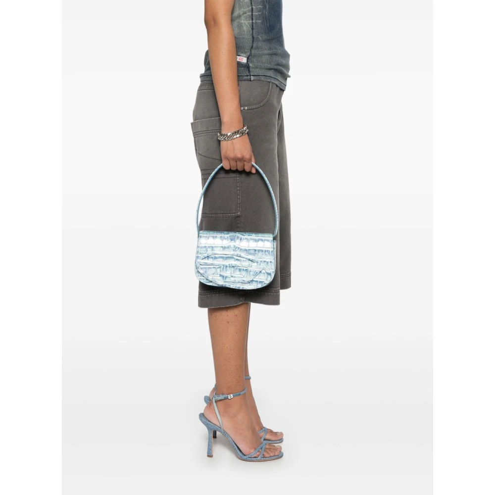 Diesel Heldere Blauwe Foldover Top Tas Blue Dames