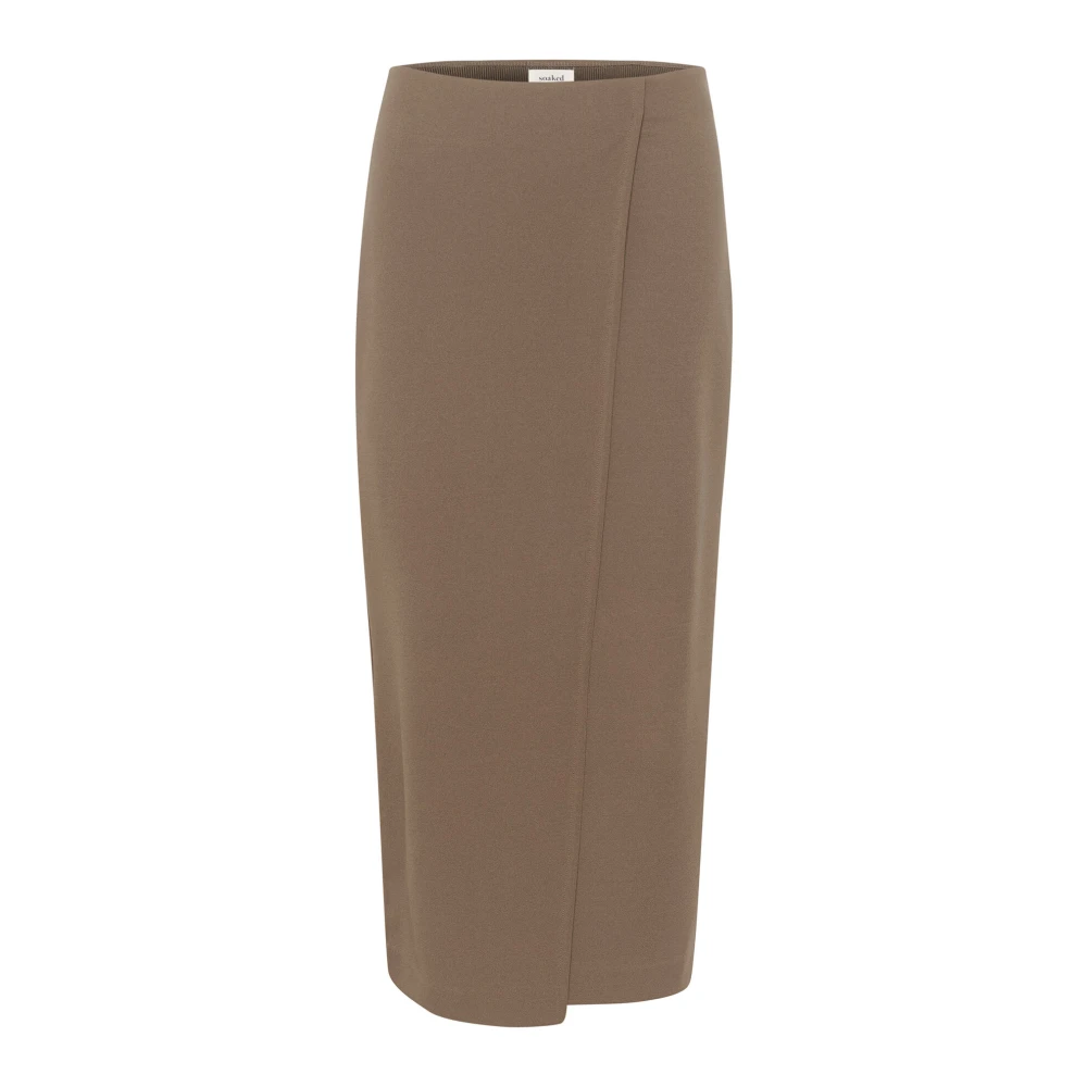 Soaked in Luxury Elegante Slim-Fit Rok Morel Brown Dames