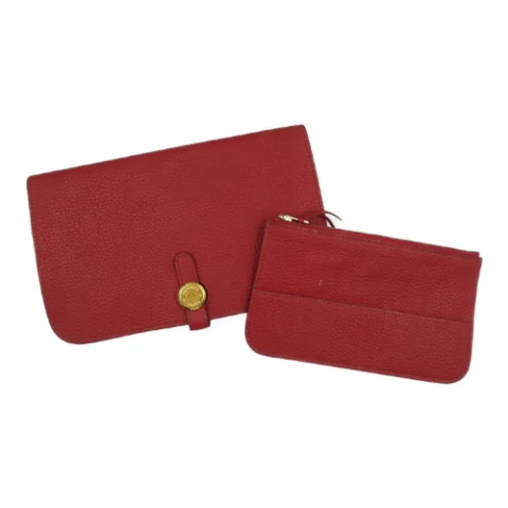 Hermès Vintage Pre-owned Canvas wallets Red Dames