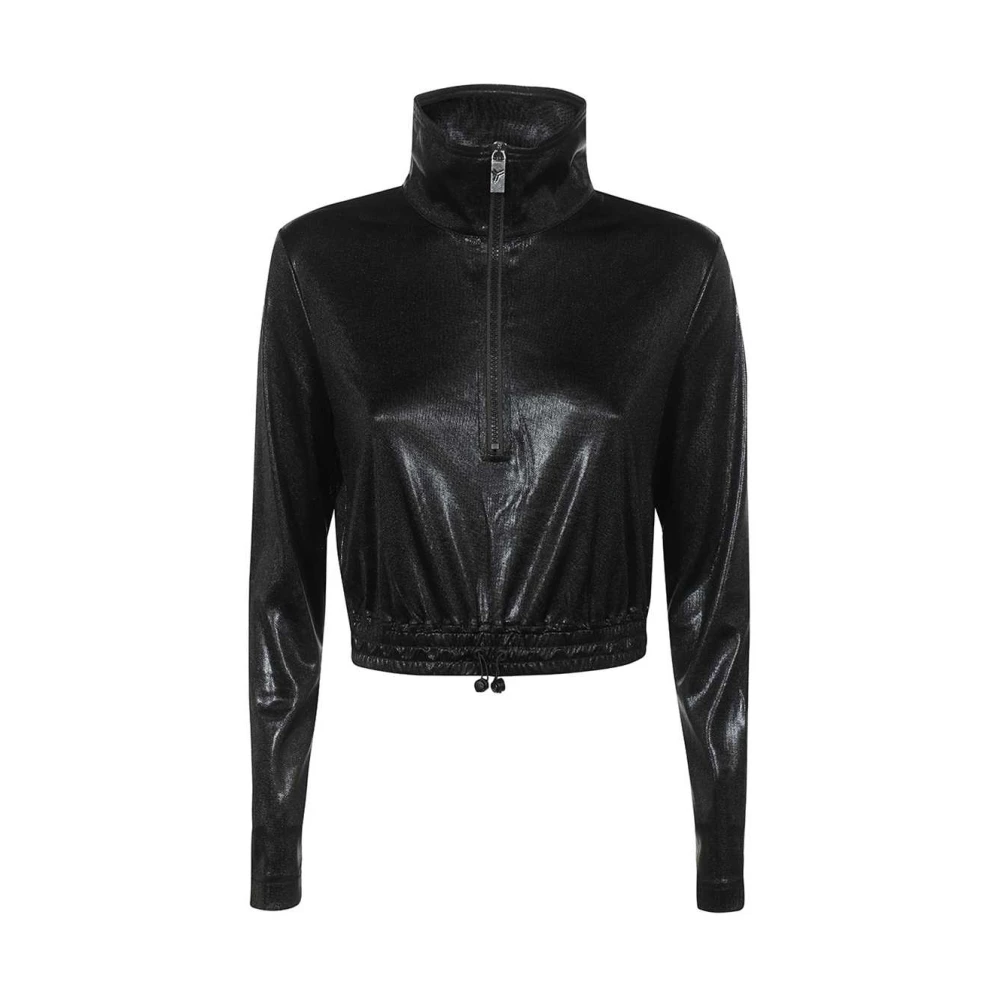 John Richmond Stijlvolle Cropped Zip Sweatshirt Black Dames