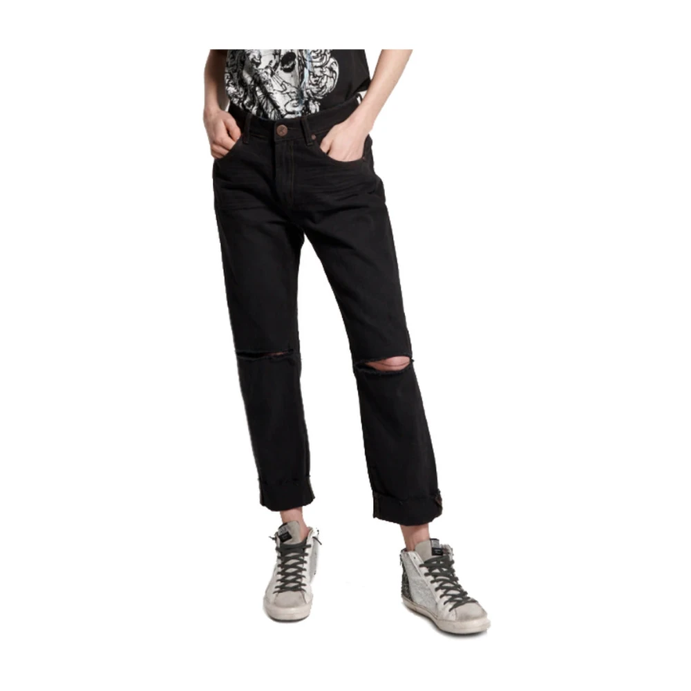 One Teaspoon Zwarte katoenen jeans met uitgesneden knieën Black Dames