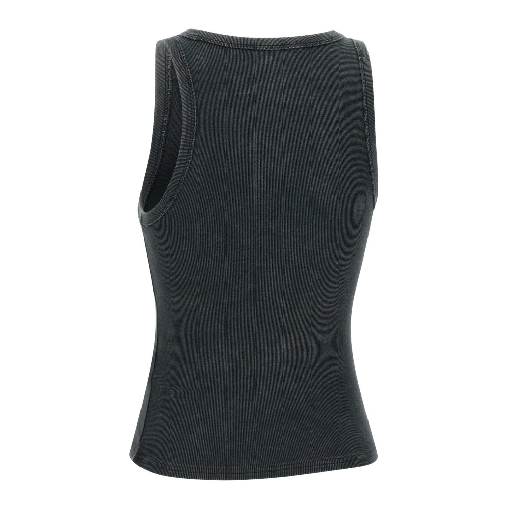 Iceberg Zwart Geribbeld Katoenen Top met Logo Black Dames