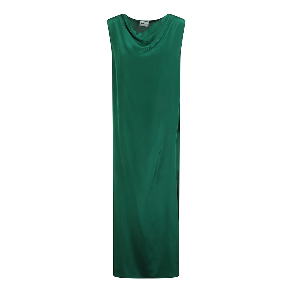 P.a.r.o.s.h. Zijden smaragdgroene capuchon maxi jurk Green Dames