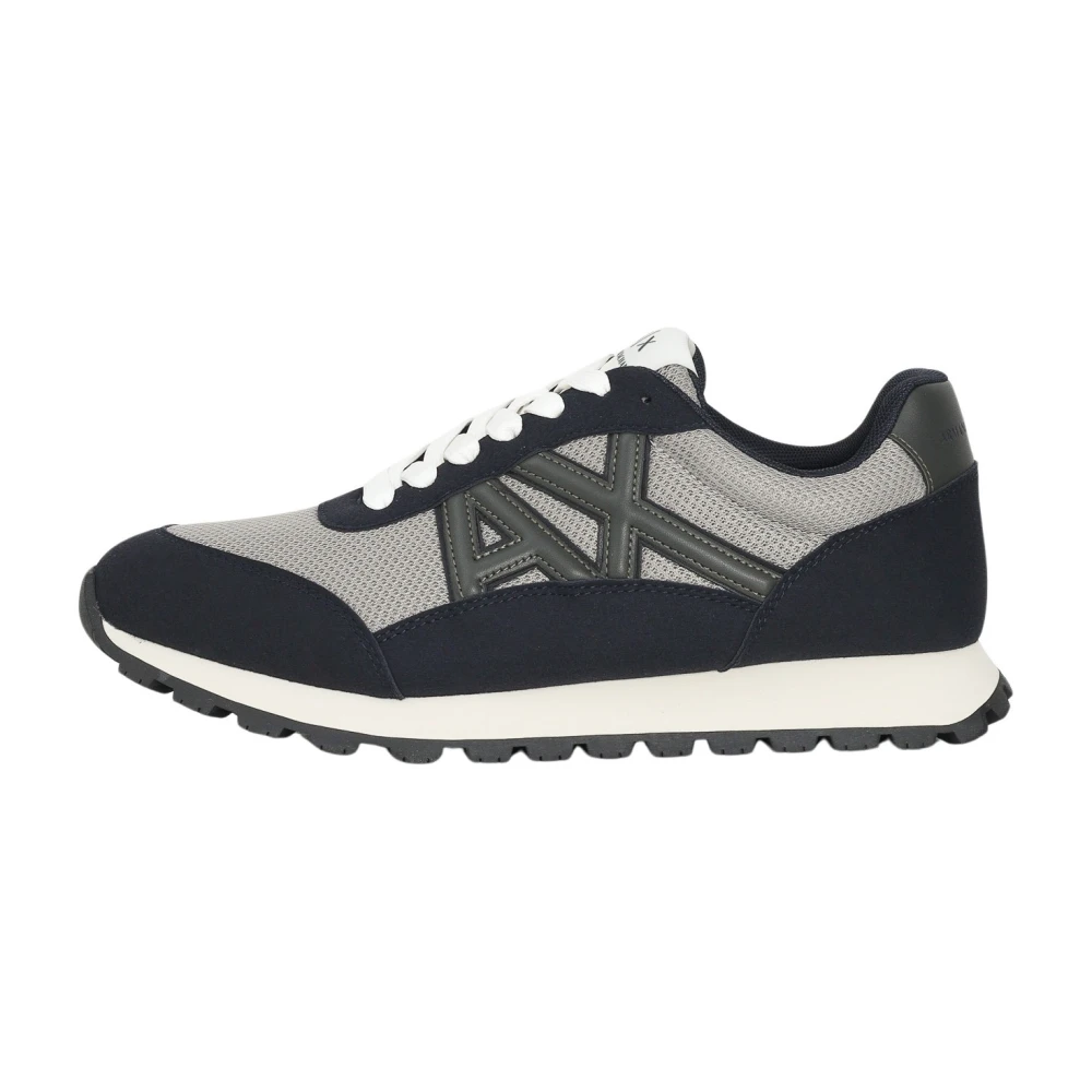 Armani Exchange Retrostijl blauwe sneakers Heren Schoenen Grijs