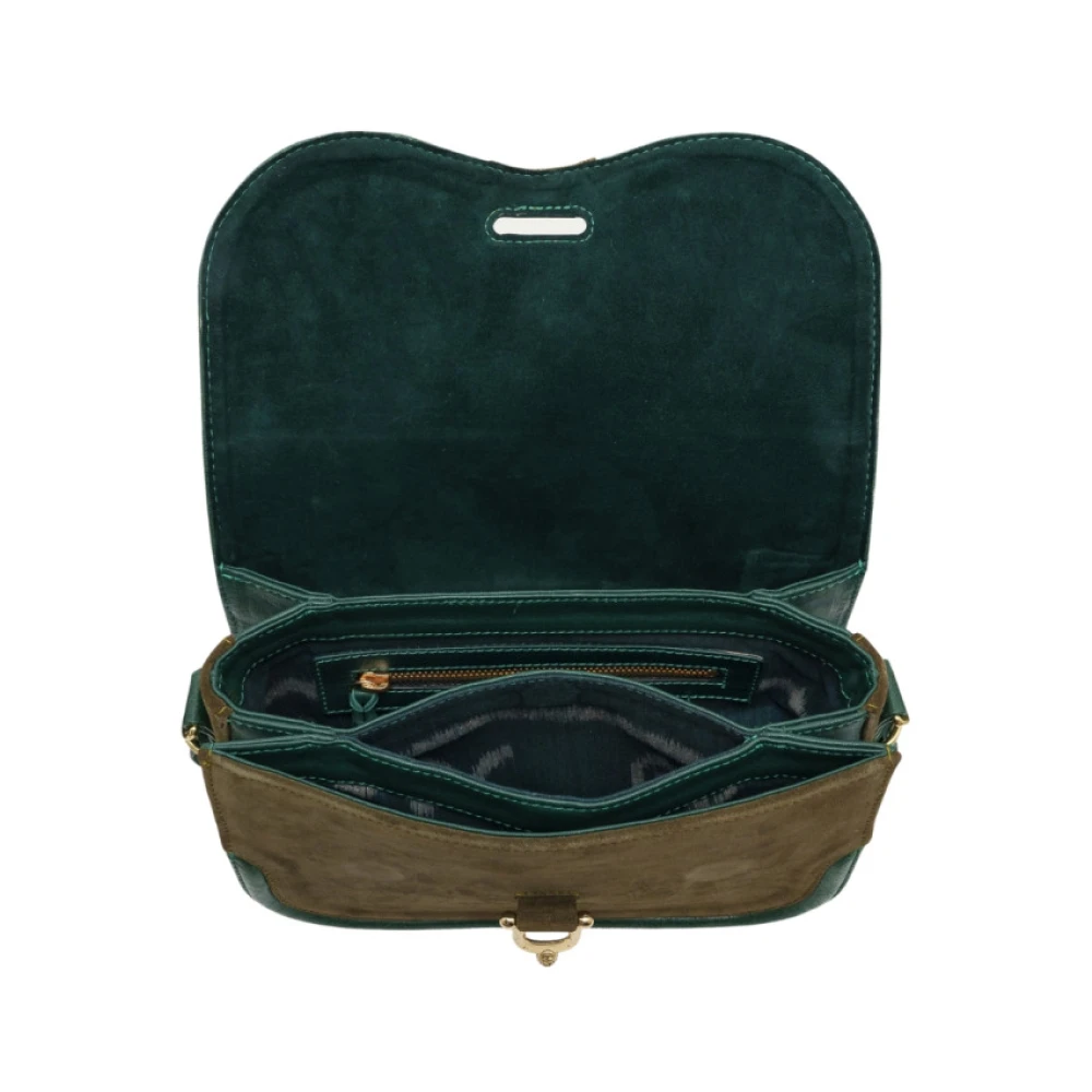 Claris Virot Bronzen Groene Leren Schoudertas Green Dames