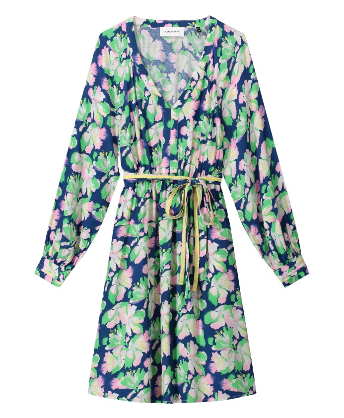 robe-bleue-multicolore-lys