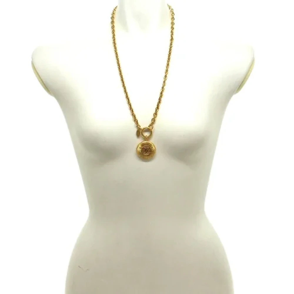 Chanel Vintage Pre-owned Metal necklaces Geel Dames
