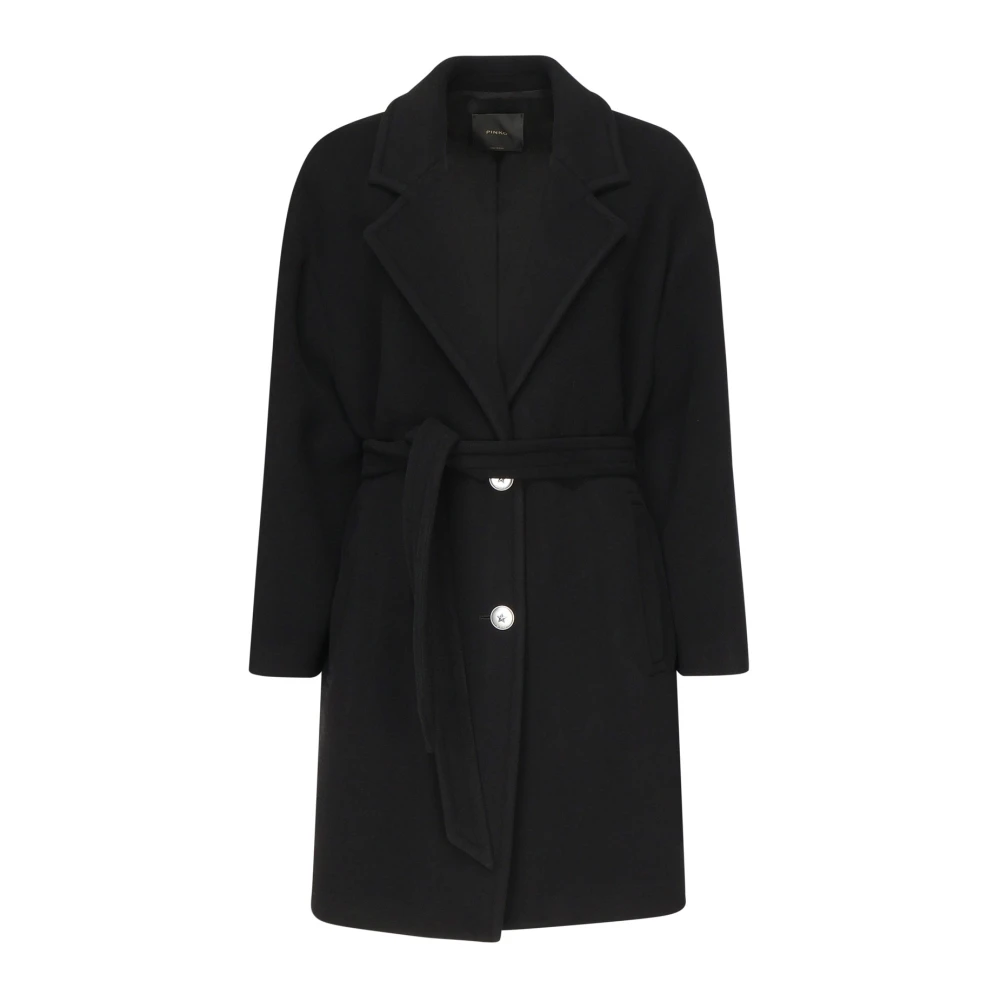Pinko Women's Black Single-Breasted Coats - Belted Coats - S - Coats