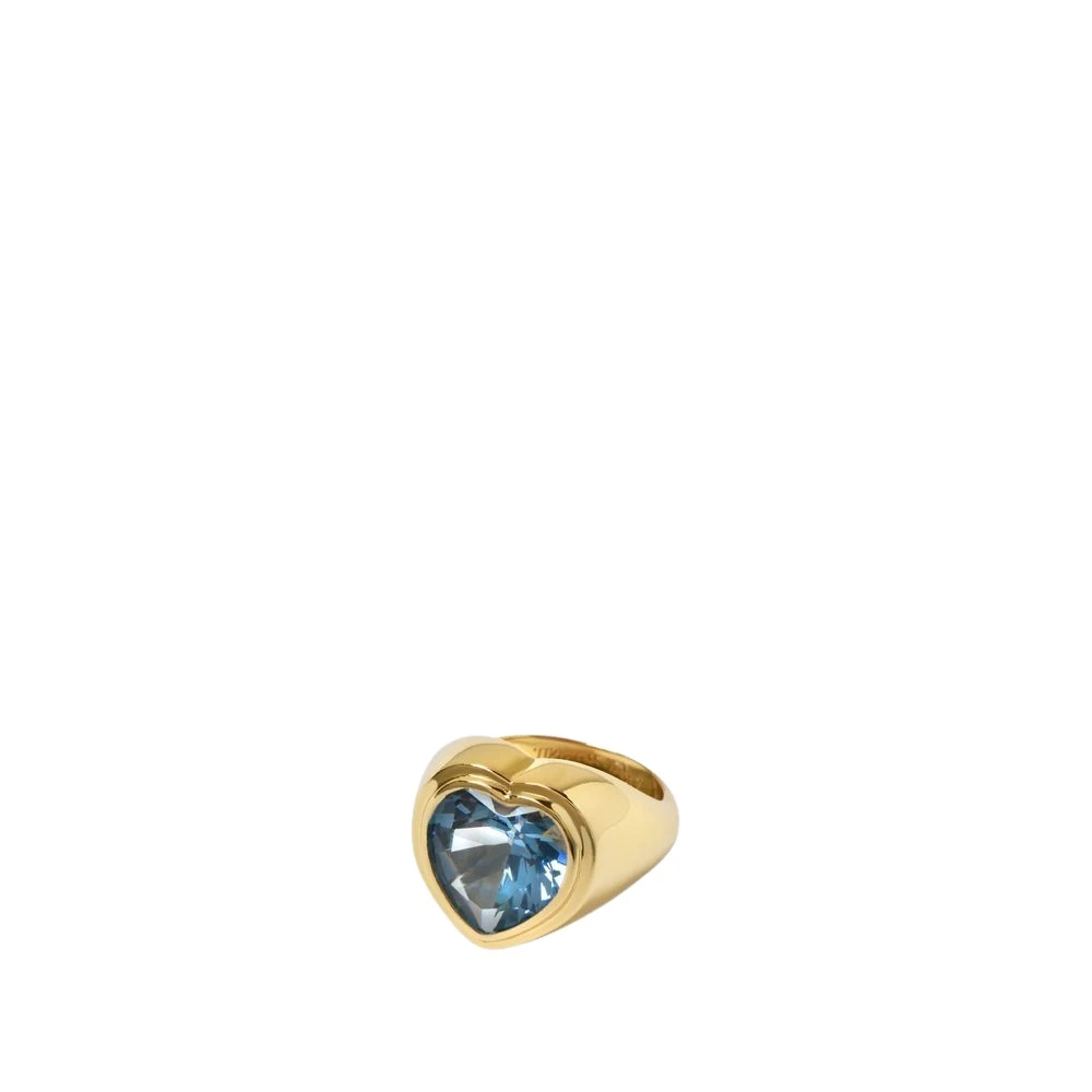 Timeless Pearly Vintage Ring i Mässing och Guldpläterad med Blå Kristall Yellow, Dam