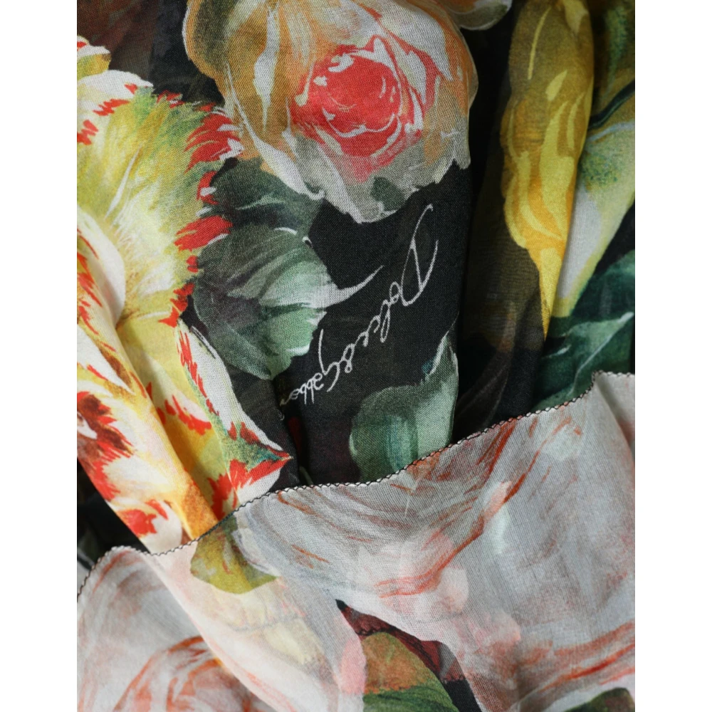 Dolce & Gabbana Zijden maxi-jurk met bloemenprint Multicolor Dames