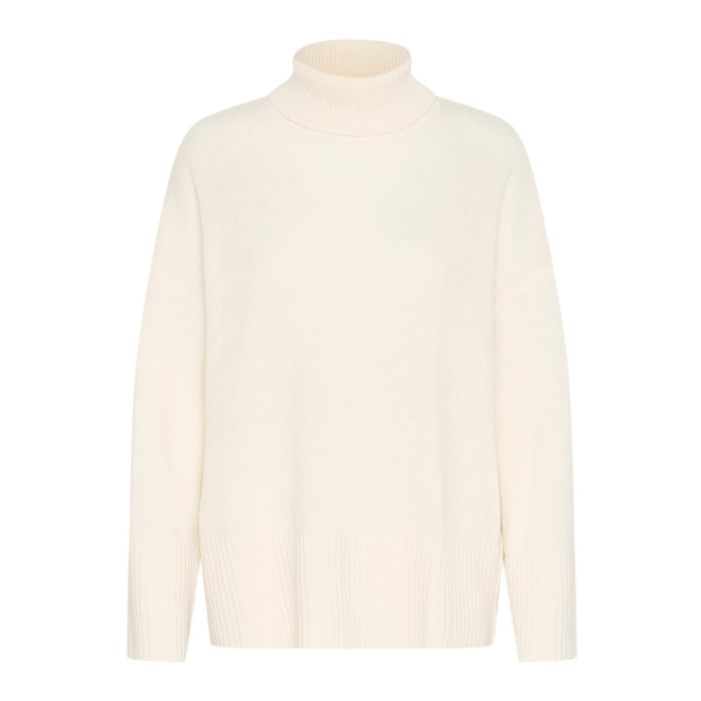 My Essential Wardrobe Snow White Gebreide Coltrui Sweater White Dames