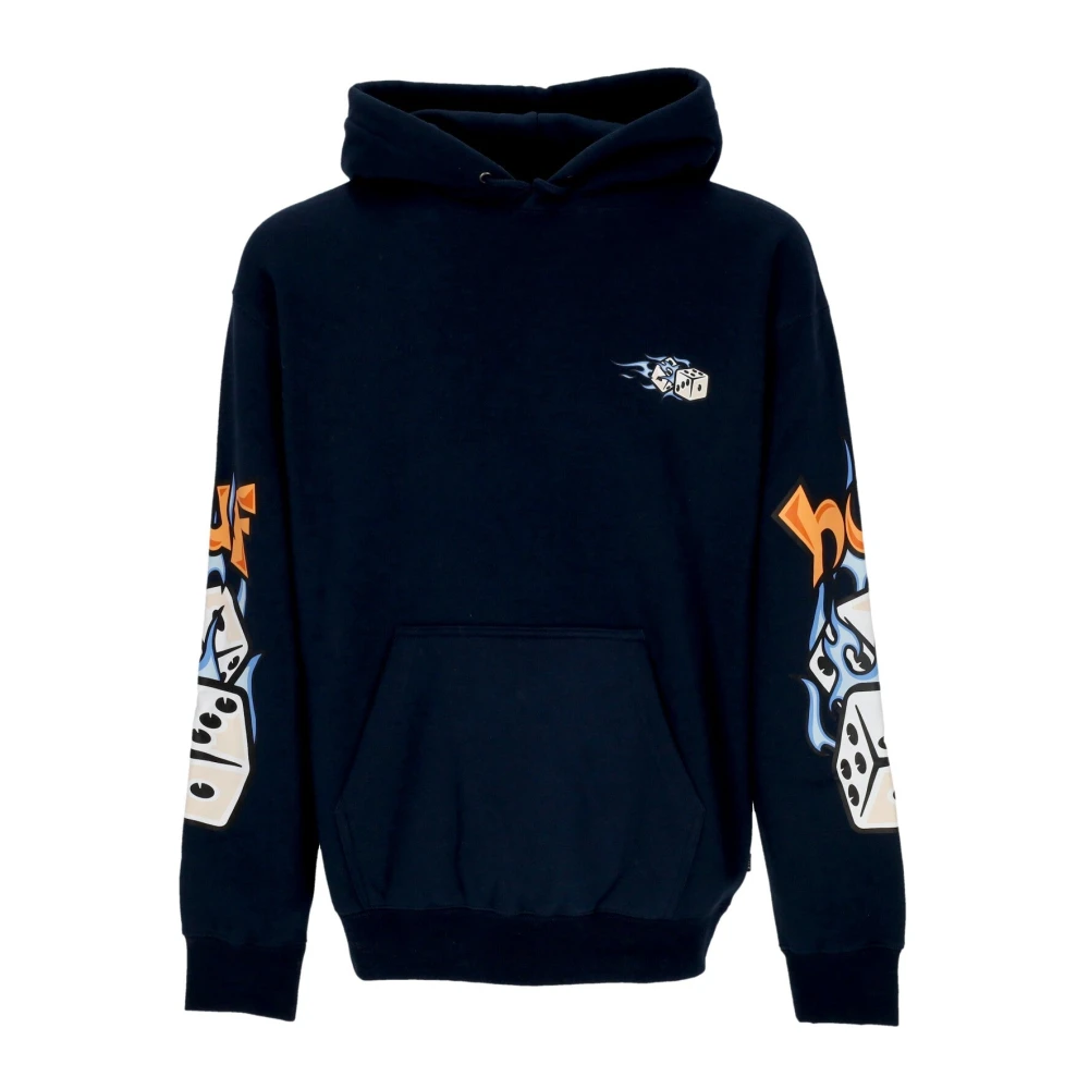 HUF Navy Hoodie met Dicey Po Design Blue Heren