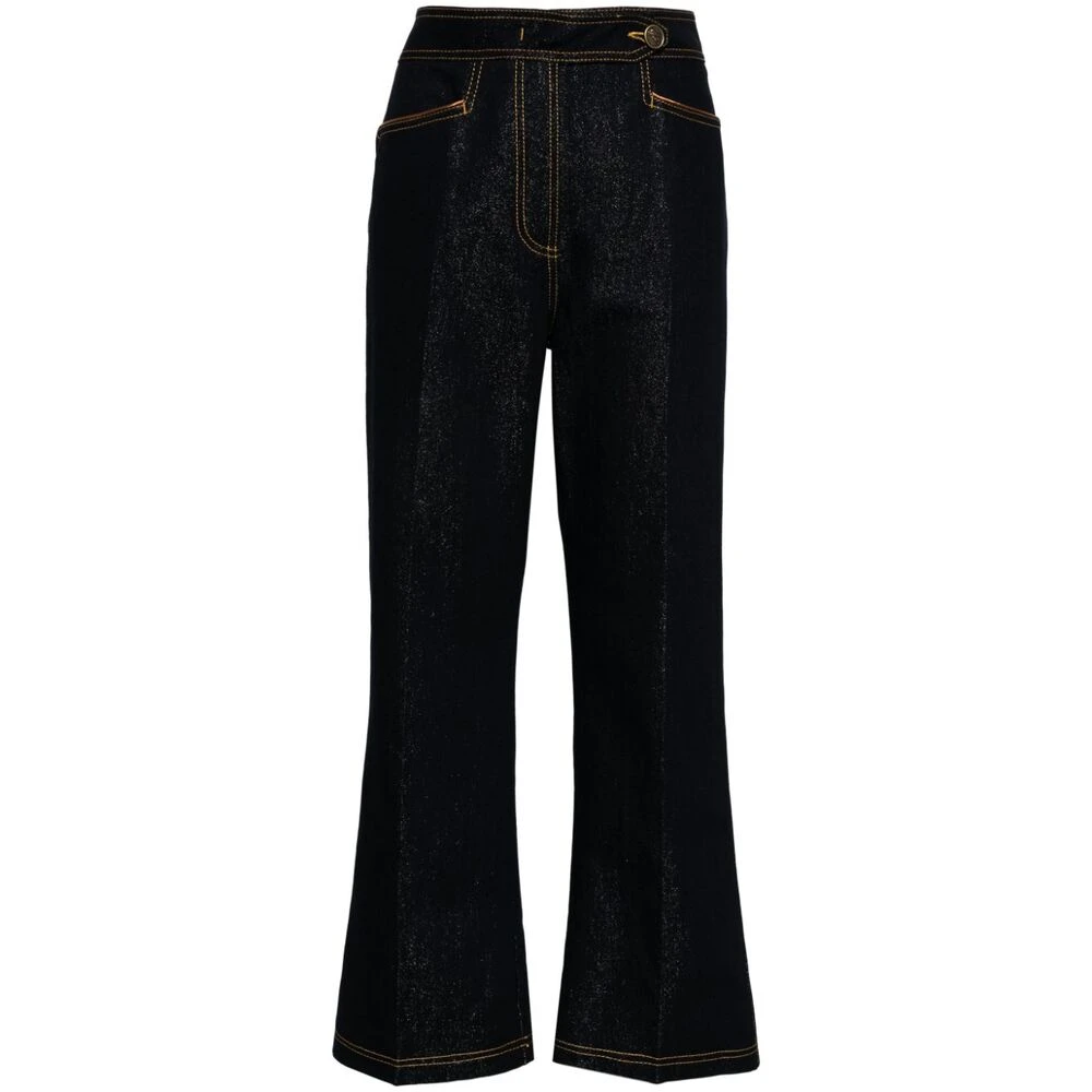 ETRO Indigo Blauw Denim Metallic Jeans Blue Dames