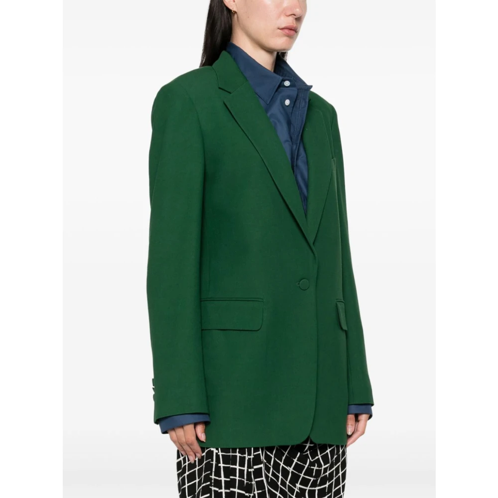 Dries Van Noten Wollen Single-Breasted Jas Green Dames
