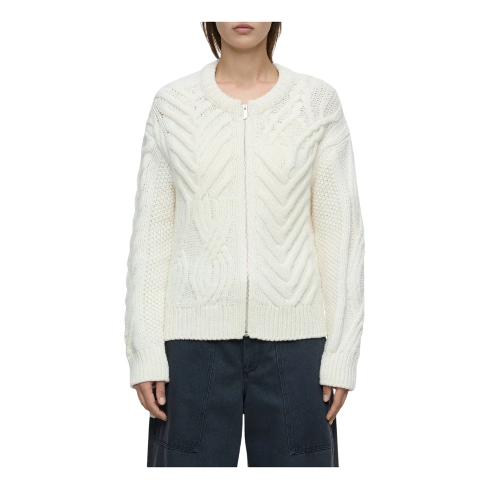 closed Offwhite Kabel Gebreide Vest White Dames