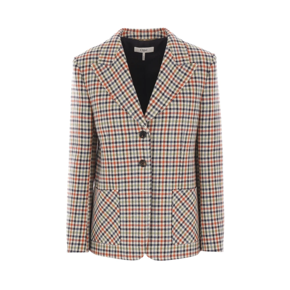 Chloé Geruite Single-Breasted Jas Multicolor Dames