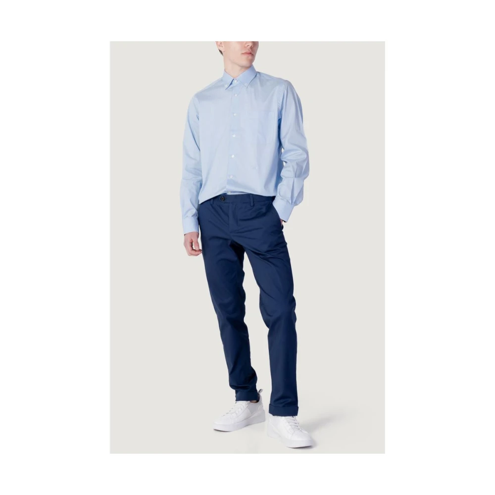 Alviero Martini 1a Classe Blauw Katoenen Overhemd Lente Zomer Collectie Blue Heren