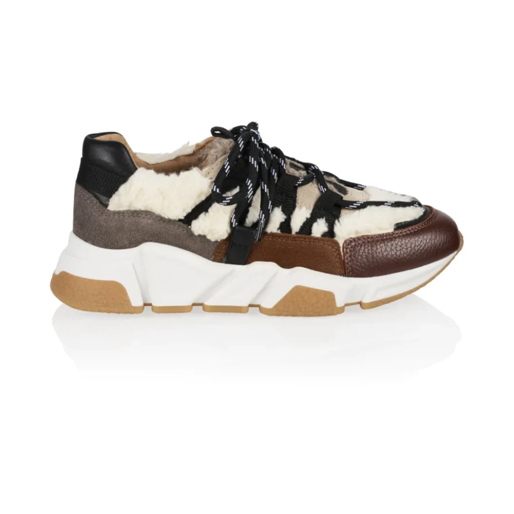Dwrs Teddy Leren Sneakers Dames Schoenen Bruin