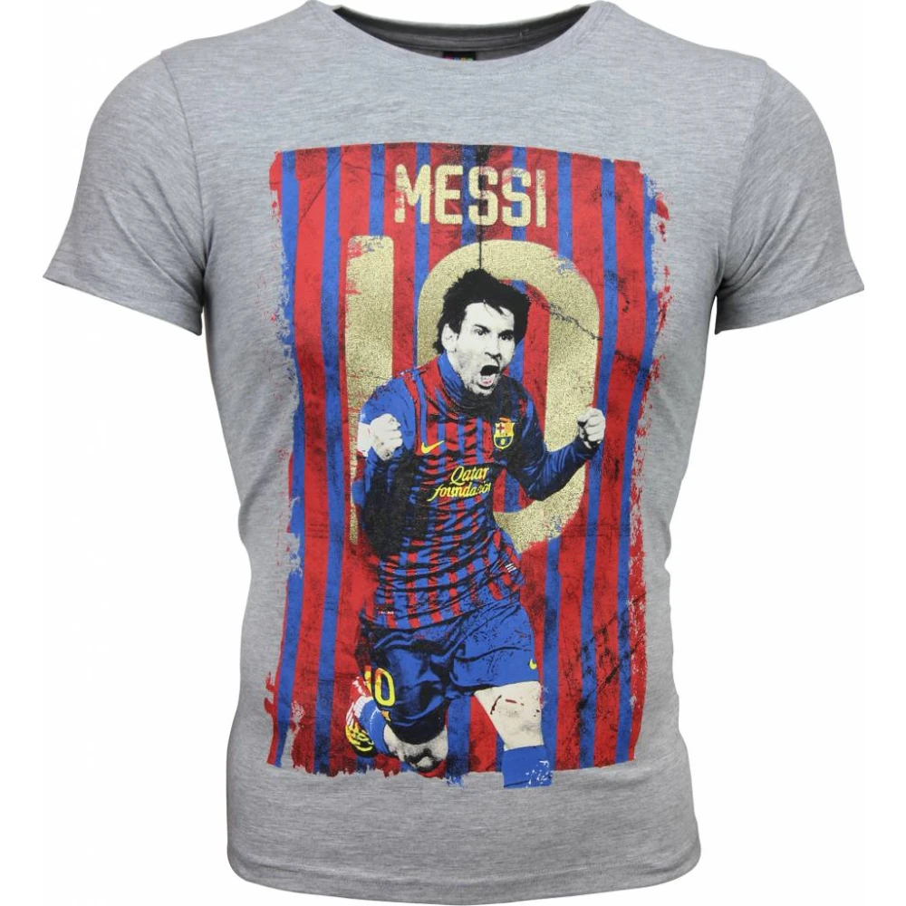 Local Fanatic Messi 10 Print Football - T Shirt Herr - 1170G Gray, Herr